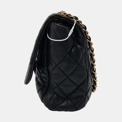 CHANEL NOW AND FOREVER Large Black Lamb Skin Quilted Shoulder Bag with Gold Hardware 18 Clasp-(SKU)-968898781