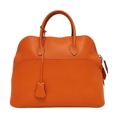 HERMÈS Bolide 31 Hermes Orange Evercolor Leather Bowling Bag Handbag Silver Hardware 🄺-(SKU)-968974398