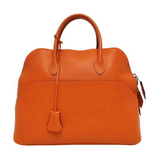 HERMÈS Bolide 31 Hermes Orange Evercolor Leather Bowling Bag Handbag Silver Hardware 🄺-(SKU)-968974398