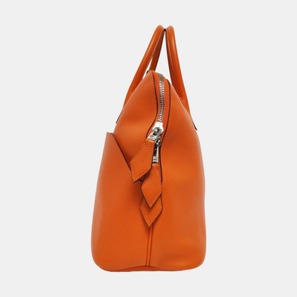 HERMÈS Bolide 31 Hermes Orange Evercolor Leather Bowling Bag Handbag Silver Hardware 🄺-(SKU)-968974398