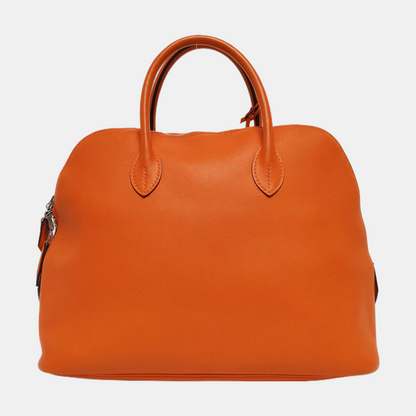 HERMÈS Bolide 31 Hermes Orange Evercolor Leather Bowling Bag Handbag Silver Hardware 🄺-(SKU)-968974398