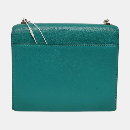 HERMÈS Verrou Mini Velvet Green Chèvre Mysore Goat Leather Gun Bag Crossbody Shoulder Bag Silver Hardware C-(SKU)-969129815