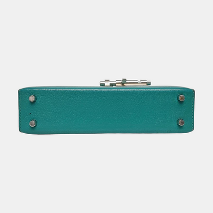 HERMÈS Verrou Mini Velvet Green Chèvre Mysore Goat Leather Gun Bag Crossbody Shoulder Bag Silver Hardware C-(SKU)-969129815