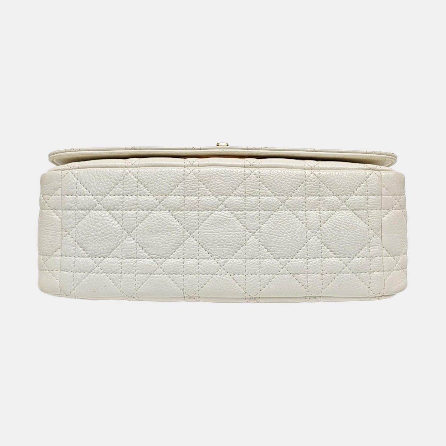 DIOR Dior Caro Medium White Calfskin Quilted Shoulder Bag with Gold Hardware-(SKU)-969148455