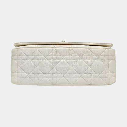 DIOR Dior Caro Medium White Calfskin Quilted Shoulder Bag with Gold Hardware-(SKU)-969148455