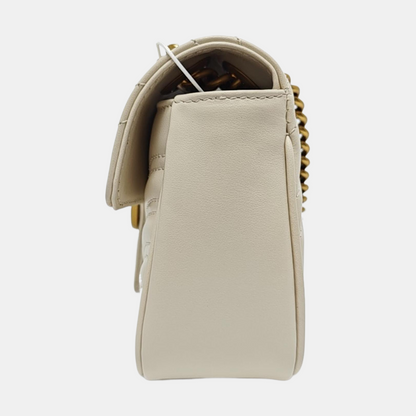 GUCCI GG Marmont Small White Quilted Leather Shoulder Bag with Gold Hardware-(SKU)-969159094