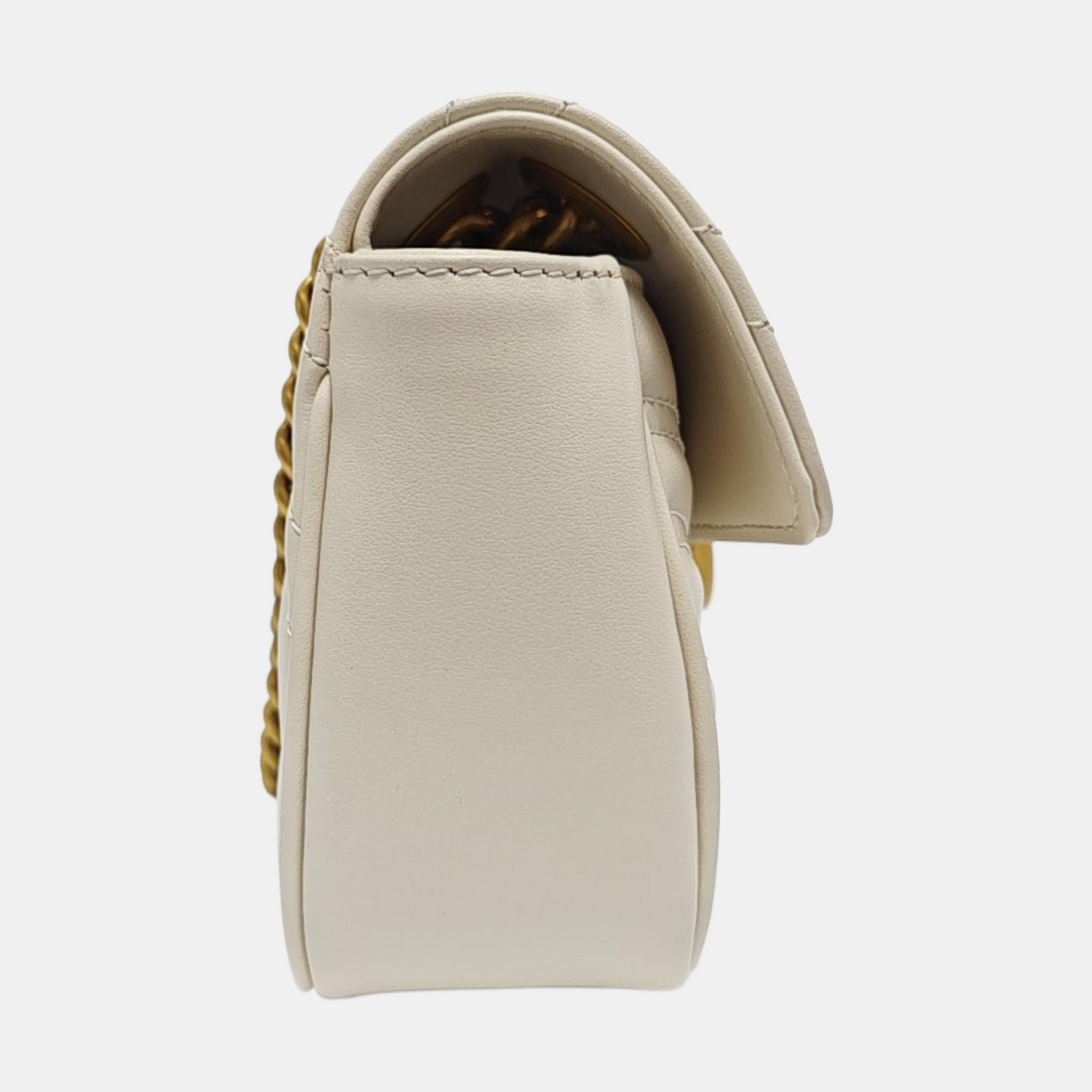 GUCCI GG Marmont Small White Quilted Leather Shoulder Bag with Gold Hardware-(SKU)-969159094
