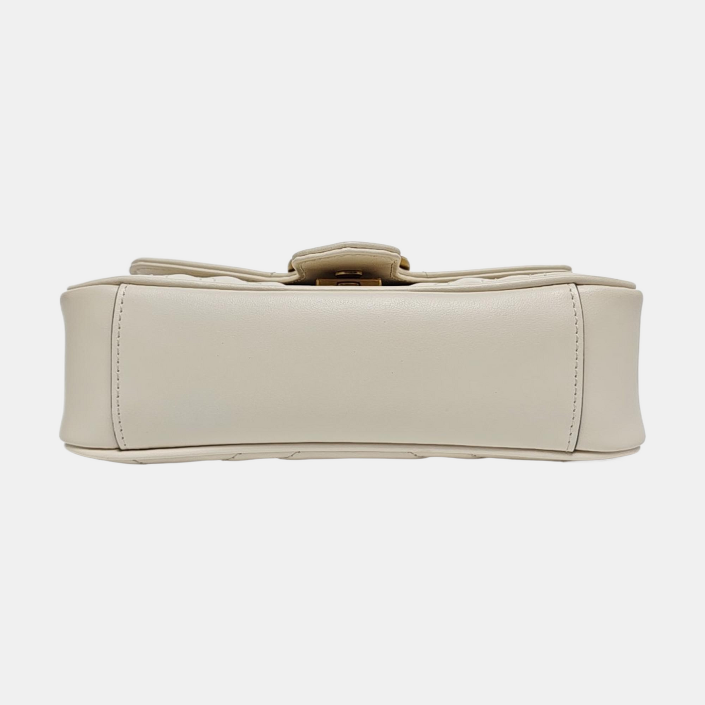 GUCCI GG Marmont Small White Quilted Leather Shoulder Bag with Gold Hardware-(SKU)-969159094