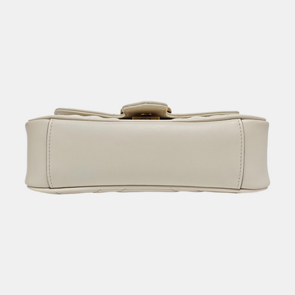 GUCCI GG Marmont Small White Quilted Leather Shoulder Bag with Gold Hardware-(SKU)-969159094