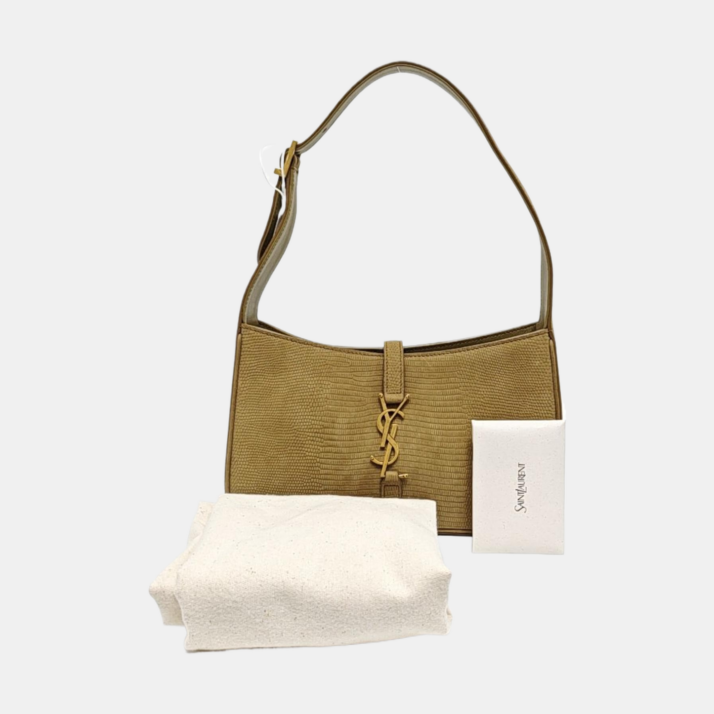 YSL LE 5 À 7 Yellow Green Velvet Embossed Single Shoulder Bag and Tote with Gold Hardware-(SKU)-969149254