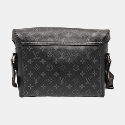 LOUIS VUITTON VOYAGER Small Black Coated Canvas Monogram Messenger Bag Crossbody Bag Shoulder Bag Silver Hardware Complete Accessories-(SKU)-969042134