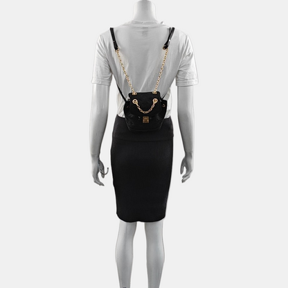 LOUIS VUITTON NOÉ Black Calfskin Monogram Embossed Backpack with Detachable Strap and Golden Hardware, 2 Straps-(SKU)-968793367