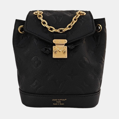 LOUIS VUITTON NOÉ Black Calfskin Monogram Embossed Backpack with Detachable Strap and Golden Hardware, 2 Straps-(SKU)-968793367