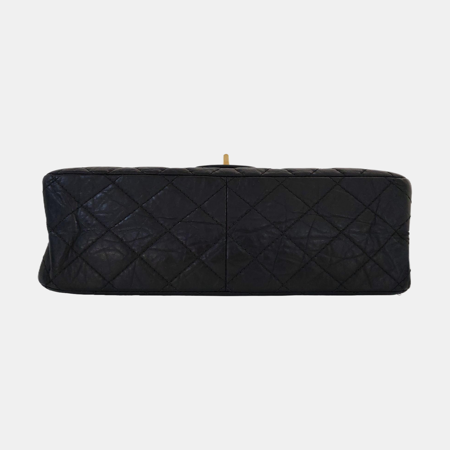 CHANEL 2.55 Large Black Calfskin Quilted Single Shoulder Bag Crossbody with Gold Hardware, 14 Clasp-(SKU)-969102253