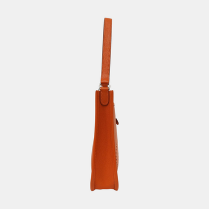 HERMÈS Evelyne TPM Hermes Orange Epsom Calfskin Evelyne Handbag Single Shoulder Bag Crossbody Bag Silver Hardware 🄸 Stamped-(SKU)-969044351