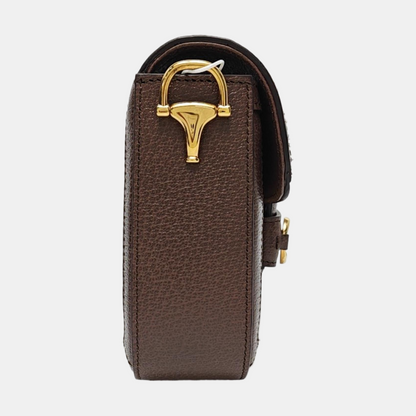 GUCCI Horsebit 1955 Mini Khaki Canvas Monogram Interlocking G Buckle Crossbody Shoulder Bag 2 Removable Straps Gold Hardware-(SKU)-968968428