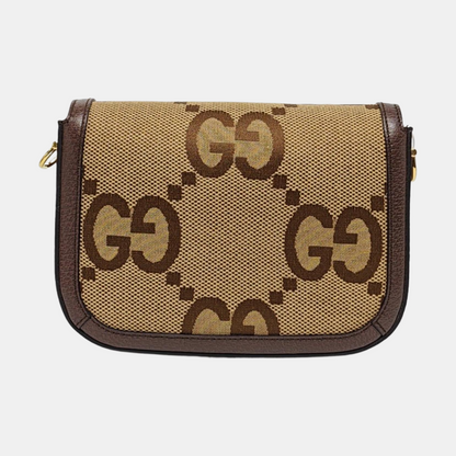 GUCCI Horsebit 1955 Mini Khaki Canvas Monogram Interlocking G Buckle Crossbody Shoulder Bag 2 Removable Straps Gold Hardware-(SKU)-968968428