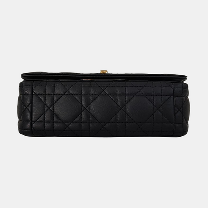 DIOR Dior Caro Small Black Calfskin Diamond Quilted Shoulder Bag Crossbody Bag Gold Hardware Removable Strap-(SKU)-969074016