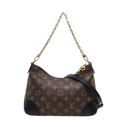 LOUIS VUITTON BOULOGNE Brown Coated Canvas Monogram Horn Bag Shoulder Bag Tote Bag Crossbody Bag with Gold Hardware and 2 Detachable Shoulder Straps-(SKU)-969000180