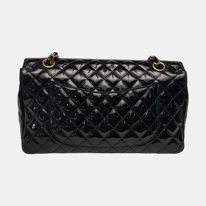 CHANEL CLASSIC FLAP Medium Black Patent Leather Cannage Flap Single Shoulder Bag Gold Black Red Hardware 13 Clasp-(SKU)-969308446