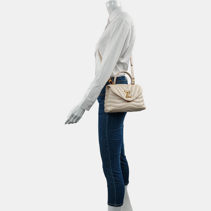 LOUIS VUITTON NEW WAVE Beige Leather Quilted Shoulder Bag Tote Bag with Detachable Strap-(SKU)-968960265