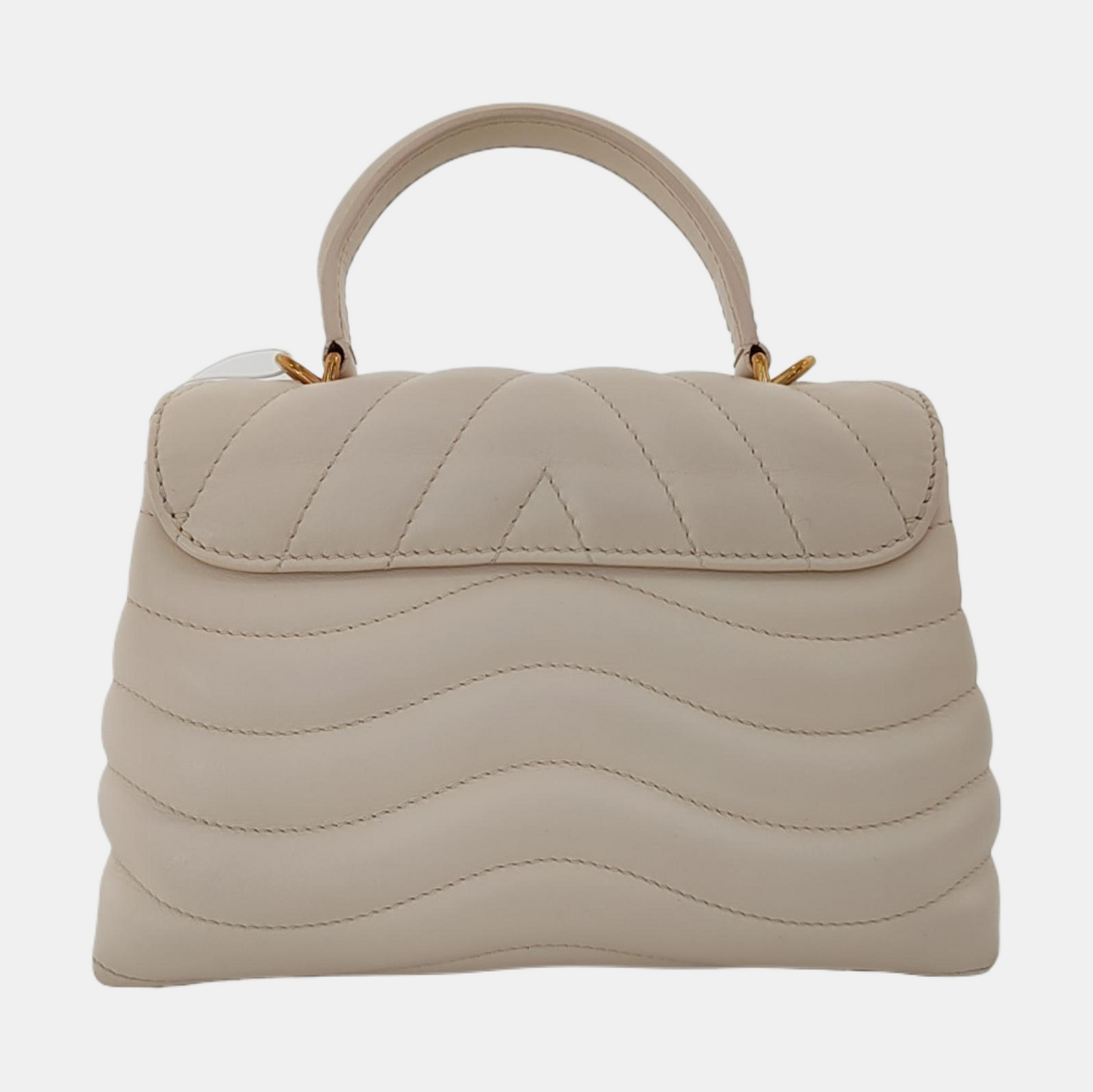 LOUIS VUITTON NEW WAVE Beige Leather Quilted Shoulder Bag Tote Bag with Detachable Strap-(SKU)-968960265