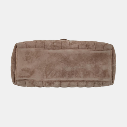 YSL LOULOU Medium Size Taupe Suede Quilted V-Stitch Shoulder Bag Crossbody Bag Golden Hardware-(SKU)-968011194