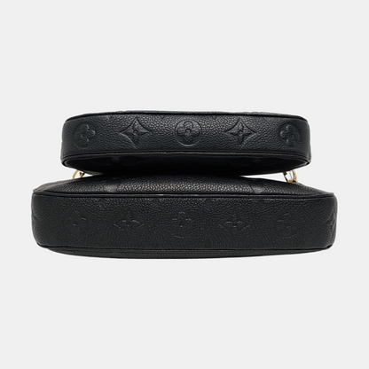 LOUIS VUITTON MULTI Black Leather Embossed Crossbody Handbag Single Shoulder Bag Golden Hardware Removable Strap 2 Straps-(SKU)-969245680
