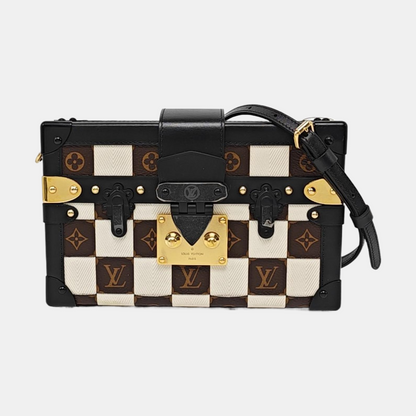 LOUIS VUITTON PETITE MALLE Brown Coated Canvas Monogram Crossbody Shoulder Bag Golden Hardware Removable Strap-(SKU)-969285537