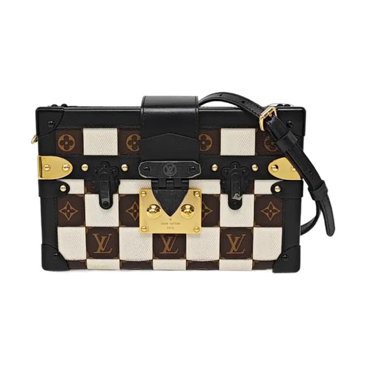 LOUIS VUITTON PETITE MALLE Brown Coated Canvas Monogram Crossbody Shoulder Bag Golden Hardware Removable Strap-(SKU)-969285537