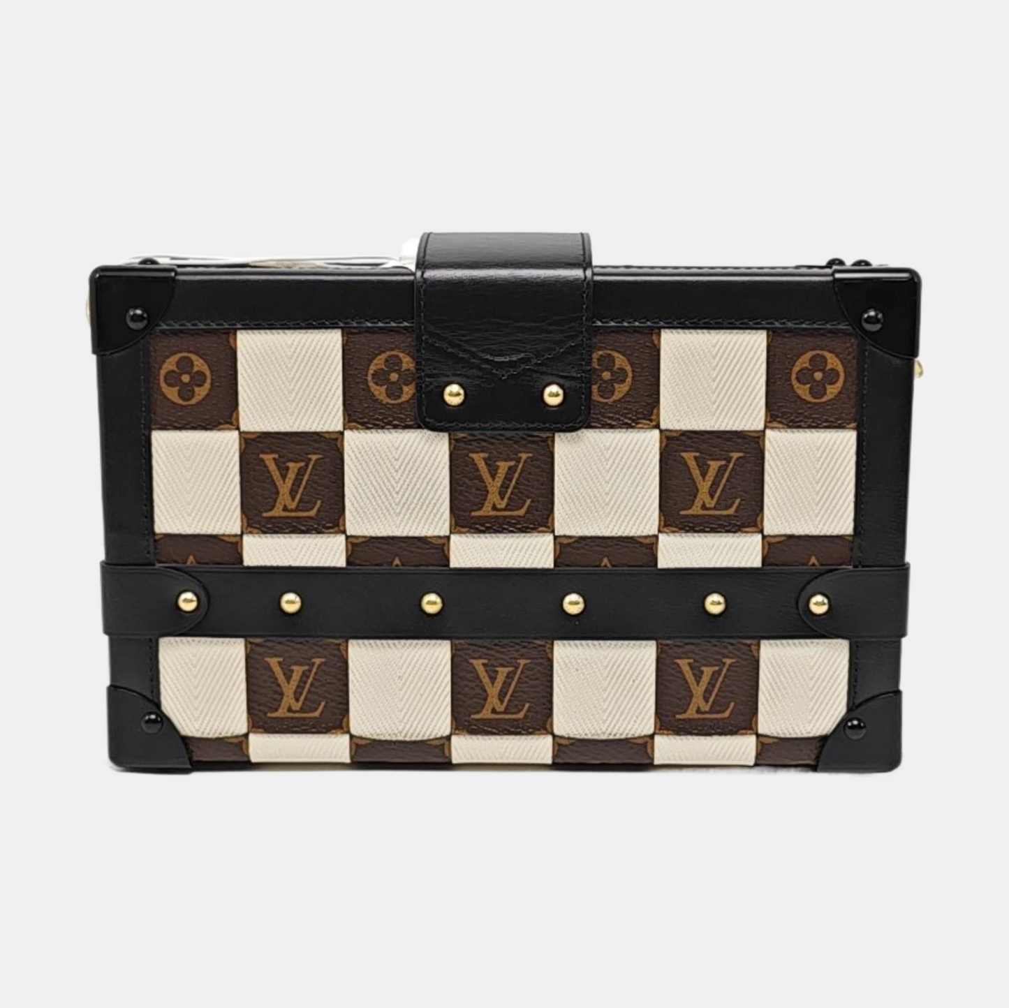 LOUIS VUITTON PETITE MALLE Brown Coated Canvas Monogram Crossbody Shoulder Bag Golden Hardware Removable Strap-(SKU)-969285537