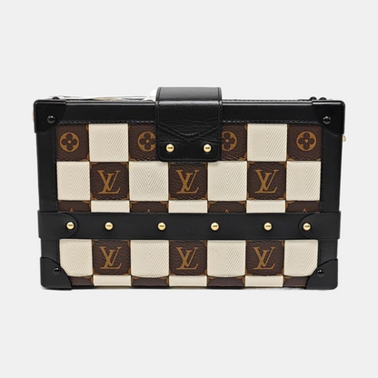 LOUIS VUITTON PETITE MALLE Brown Coated Canvas Monogram Crossbody Shoulder Bag Golden Hardware Removable Strap-(SKU)-969285537