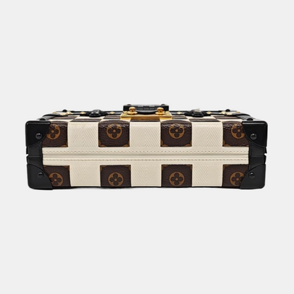 LOUIS VUITTON PETITE MALLE Brown Coated Canvas Monogram Crossbody Shoulder Bag Golden Hardware Removable Strap-(SKU)-969285537