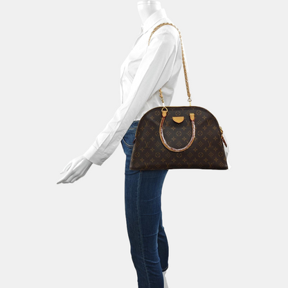 LOUIS VUITTON MOON ALMA Brown Coated Canvas Monogram Shell Bag Shoulder Bag Tote Bag Gold Hardware Removable Strap-(SKU)-968011410