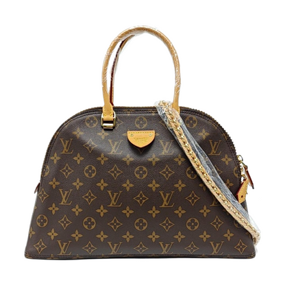 LOUIS VUITTON MOON ALMA Brown Coated Canvas Monogram Shell Bag Shoulder Bag Tote Bag Gold Hardware Removable Strap-(SKU)-968011410