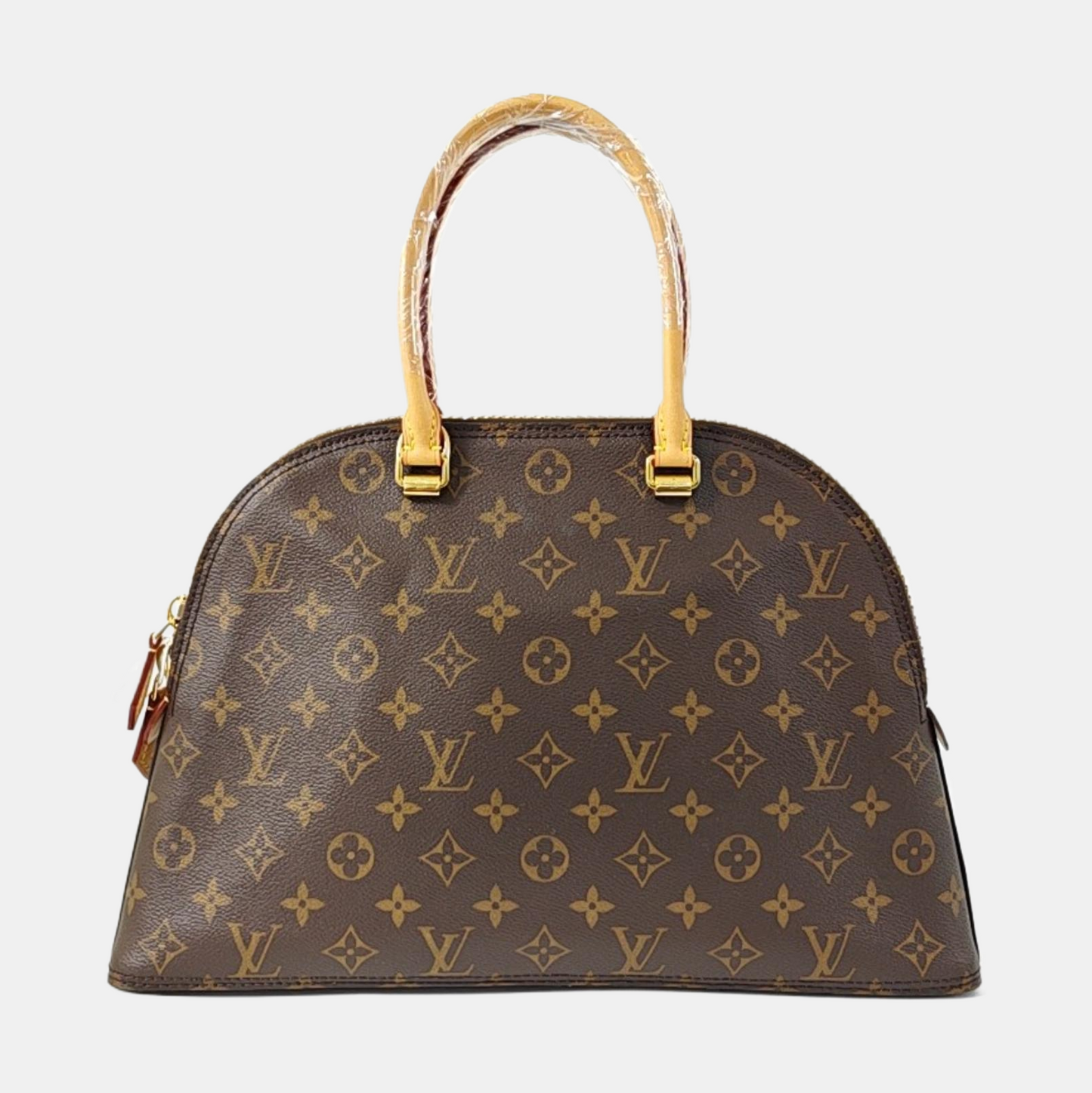 LOUIS VUITTON MOON ALMA Brown Coated Canvas Monogram Shell Bag Shoulder Bag Tote Bag Gold Hardware Removable Strap-(SKU)-968011410