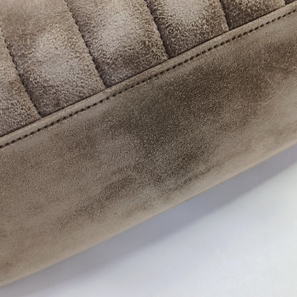 YSL LOULOU Medium Size Taupe Suede Quilted V-Stitch Shoulder Bag Crossbody Bag Golden Hardware-(SKU)-968011194