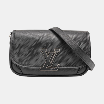 LOUIS VUITTON BUCI Black EPI Leather Water Ripple Shoulder Bag Crossbody Bag with Detachable Strap-(SKU)-956131000