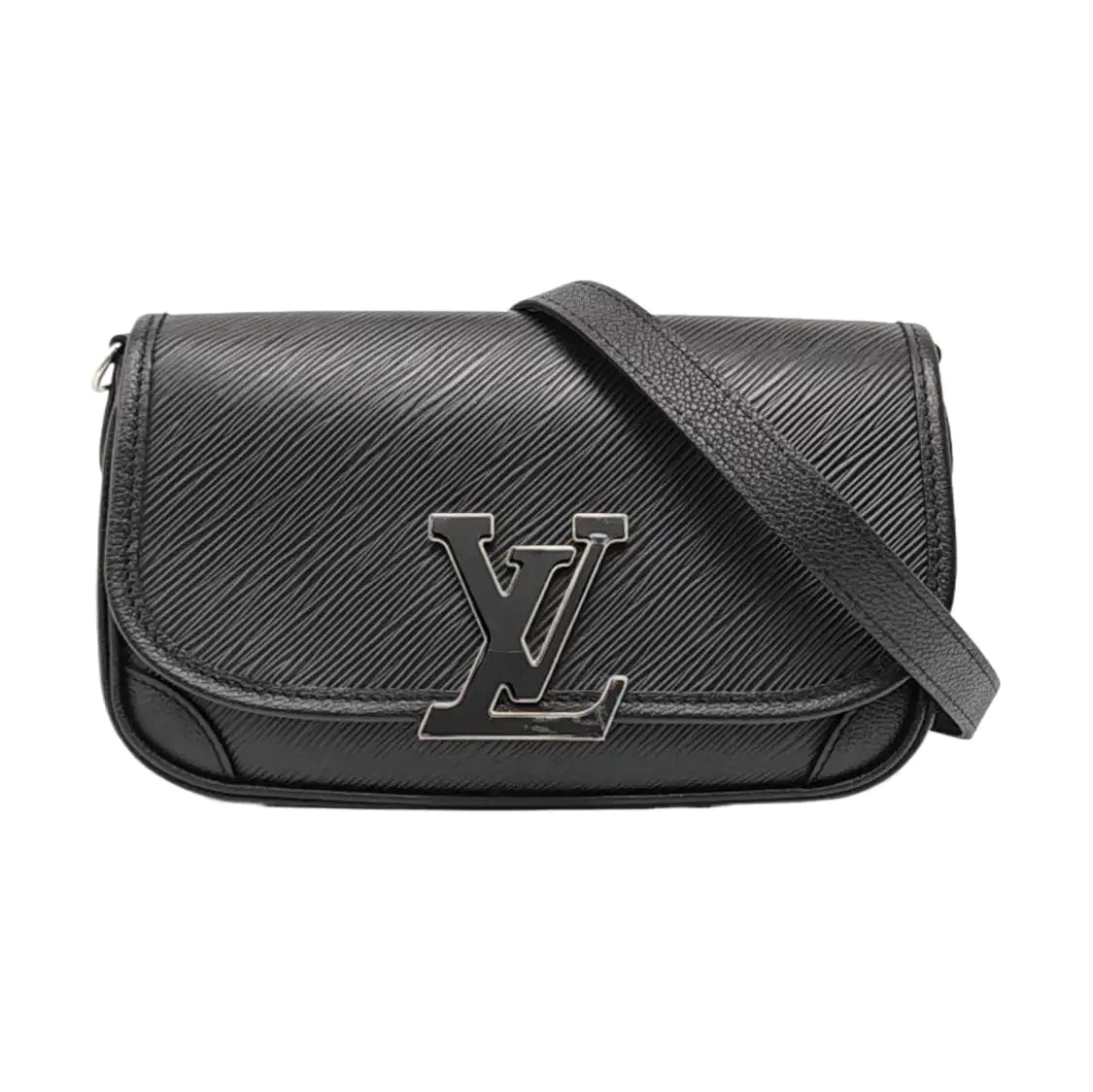 LOUIS VUITTON BUCI Black EPI Leather Water Ripple Shoulder Bag Crossbody Bag with Detachable Strap-(SKU)-956131000
