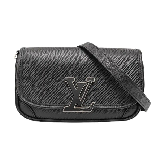 LOUIS VUITTON BUCI Black EPI Leather Water Ripple Shoulder Bag Crossbody Bag with Detachable Strap-(SKU)-956131000