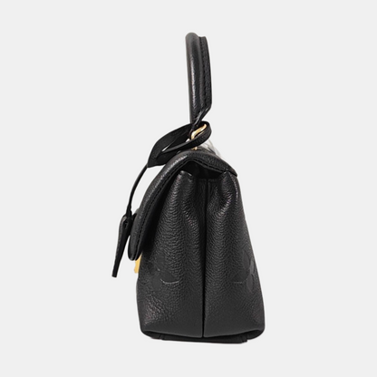 LOUIS VUITTON MADELEIN Black Calfskin Monogram Embossed Crossbody Bag, Shoulder Bag, Handle Bag with Detachable Strap, Golden Hardware-(SKU)-969077073