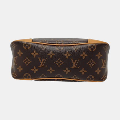 LOUIS VUITTON BOULOGNE Brown Coated Canvas Monogram Horn Bag Single Shoulder Bag Tote Bag Crossbody Bag with Gold Hardware and 2 Detachable Shoulder Straps-(SKU)-969109730