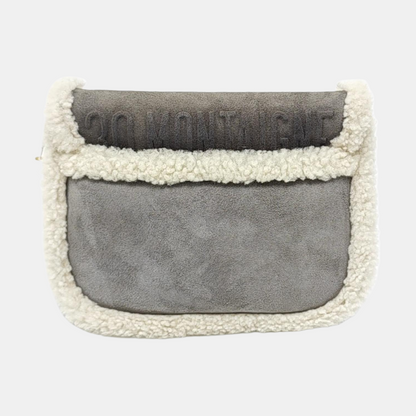 DIOR Bobby Medium Grey Wool Skin Saddle Bag Single Shoulder Bag Handbag Crossbody Bag Gold Hardware Removable Strap-(SKU)-969198094