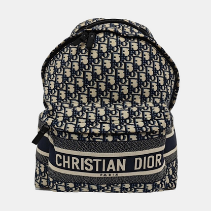 DIOR Diortravel Beige Canvas Monogrammed Jacquard Double Shoulder Bag Black Hardware-(SKU)-969030670