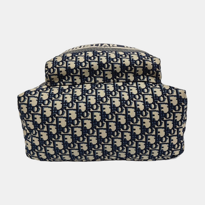 DIOR Diortravel Beige Canvas Monogrammed Jacquard Double Shoulder Bag Black Hardware-(SKU)-969030670