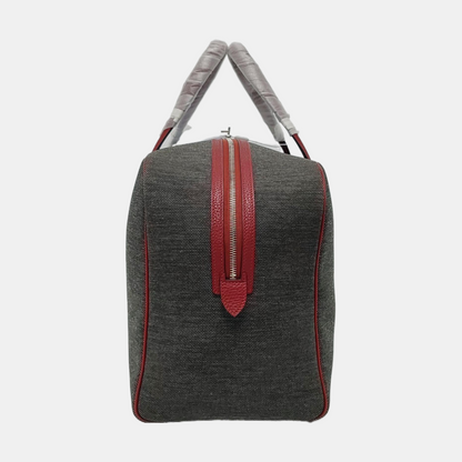 HERMÈS Victoria 42 Graphite Gray Canvas Handbag Silver Hardware T-(SKU)-969027331