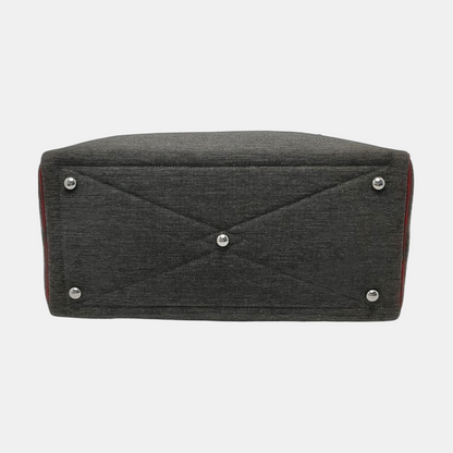 HERMÈS Victoria 42 Graphite Gray Canvas Handbag Silver Hardware T-(SKU)-969027331