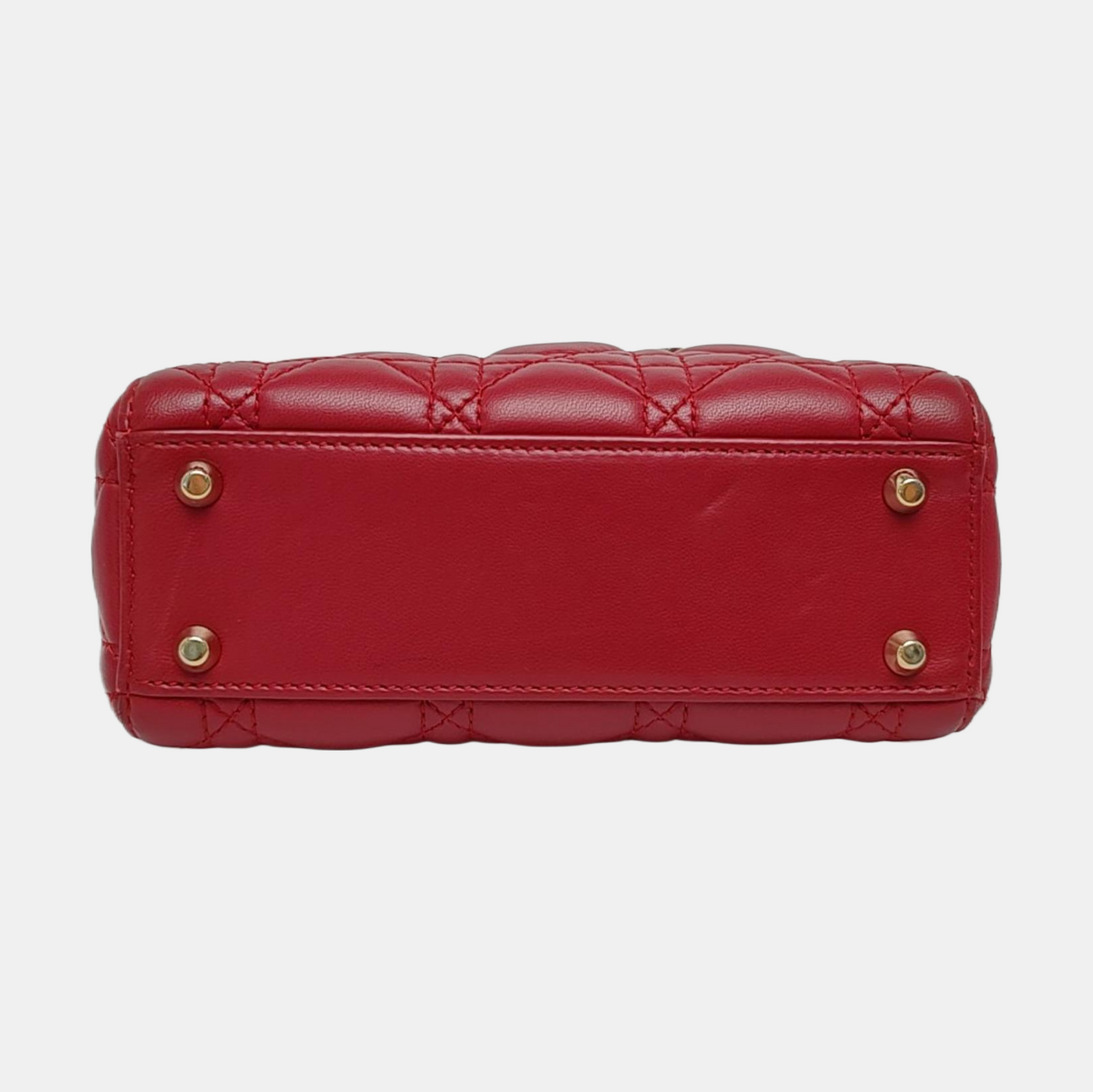 DIOR Lady Dior Mini Burgundy Calfskin Monogram Quilted Cannage Diana Three-Panel Shoulder Bag Crossbody with Removable Strap-(SKU)-969414820