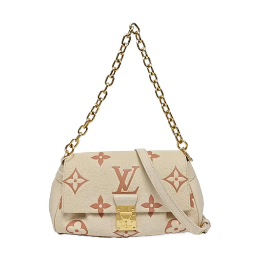 LOUIS VUITTON FAVORITE Beige Leather Monogram Embossed Shoulder Bag, Crossbody Bag with Golden Hardware and 2 Removable Straps-(SKU)-969324428
