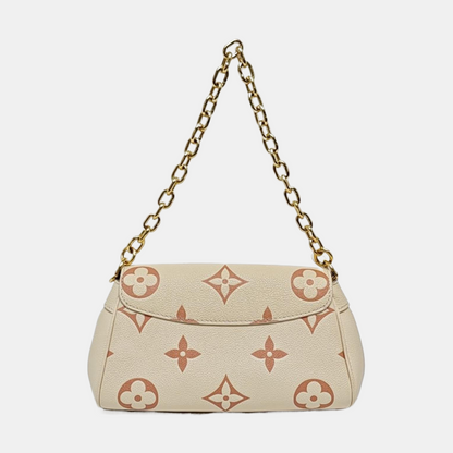 LOUIS VUITTON FAVORITE Beige Leather Monogram Embossed Shoulder Bag, Crossbody Bag with Golden Hardware and 2 Removable Straps-(SKU)-969324428